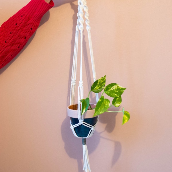 Suspension en macramé pour pot de fleurs | pot en terre cuite peint à la main | 11cm ou 13cm