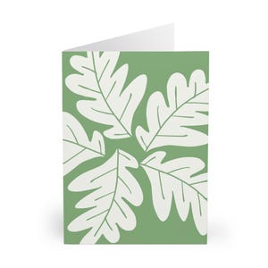 Cartões de felicitações de folhas verde-claras (pacote com 5) - Outono, em branco, obrigado, cartões de incentivo, design verde-claro