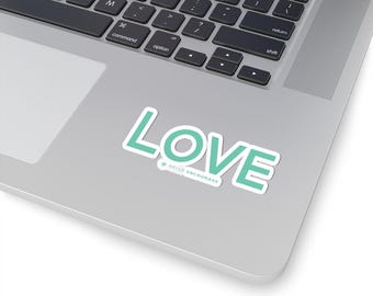 Teal Love Kiss-Cut Stickers, Romantic Gift, Word Art Sticker, Valentine's Day Sticker, Laptop Decal, Stanley Cup Sticker, Kindle Sticker