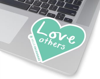 Teal Love Others Kiss-Cut Sticker, Romantic Heart Decal, Valentine's Day Gift, Laptop Water Bottle Phone Case Decoration, Positive Vibes