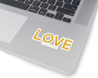 Gold Yellow Love Kiss-Cut Stickers, Romantic Gift, Word Art Sticker, Valentine's Day Decal, Laptop Decal, Stanley Cup Sticker, Kindle Decal