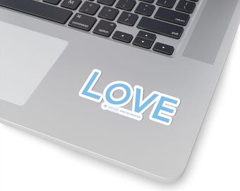 Light Blue Love Kiss-Cut Stickers, Romantic Gift, Word Art Sticker, Valentine's Day Sticker, Laptop Decal, Stanley Cup Sticker, Kindle Decal