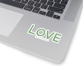 Green Love Kiss-Cut Stickers, Romantic Gift, Word Art Sticker Pack, Valentine's Day Decal, Laptop Decal, Stanley Cup Sticker, Kindle Sticker