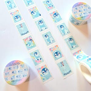 Rainbow Pipin Stamp Washi Tape, Pipin the Penguin, cute washi tape