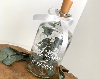 Gift glass with lighting for the wedding | Engagement | Valentine's Day | relationship | Dried flowers