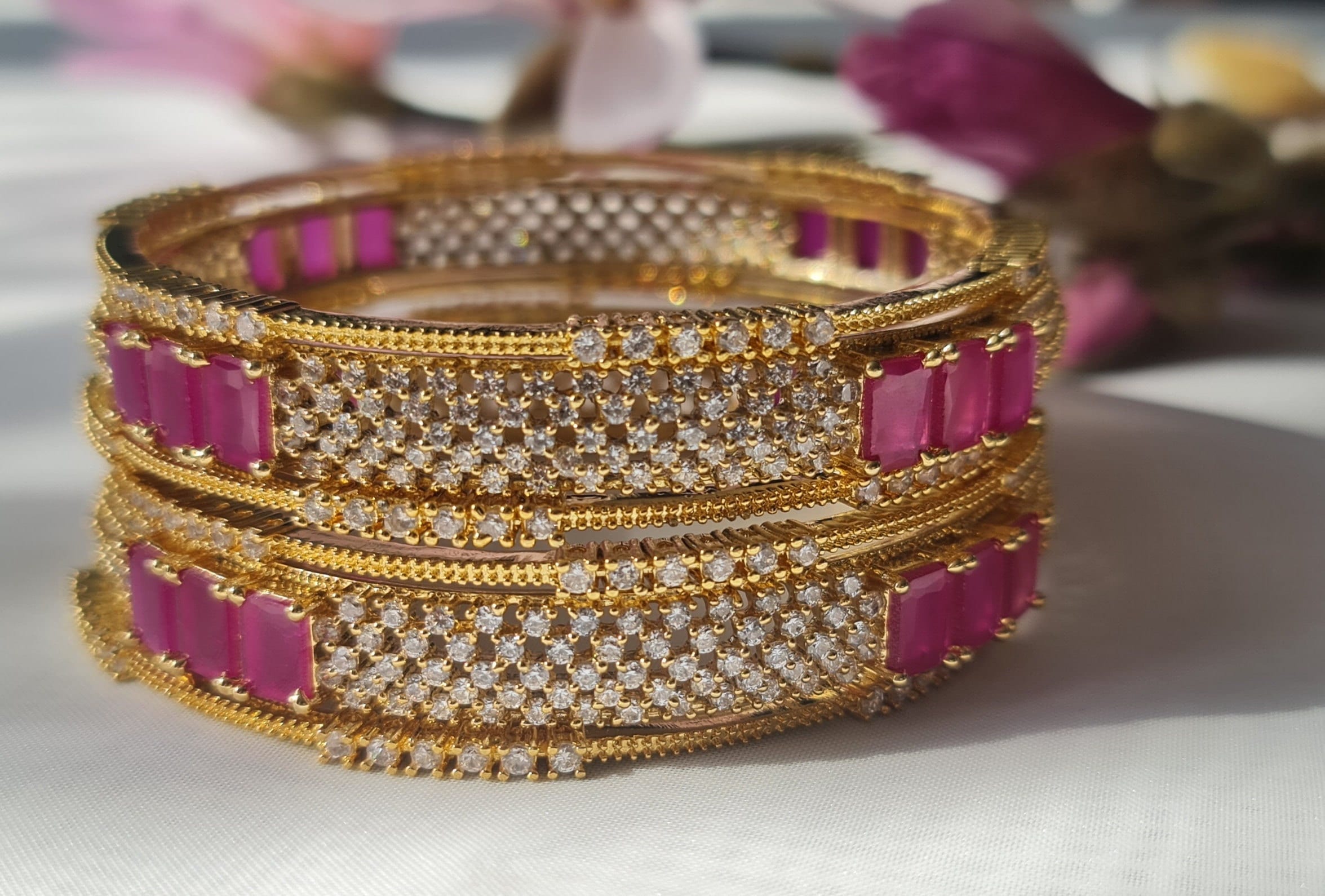 Ruby Stones Gold Plated Bangle Set ruby Bangle Set of 6 Etsy
