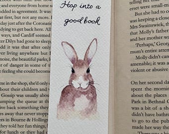 Rabbit bookmark, bunny printed watercolour bookmark paper, cute animal bookmark, cute bunny