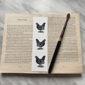 Chicken hen bookmark, printed bird watercolour bookmark paper, cute animal bookmark