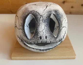 Spooky Light Up Clay Skull | Handmade Halloween Skull Decor | Gothic Skull Ornament | Creepy Horror Home Decoration