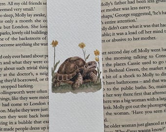 Tortoise reptile bookmark, printed watercolour bookmark paper, cute animal bookmark