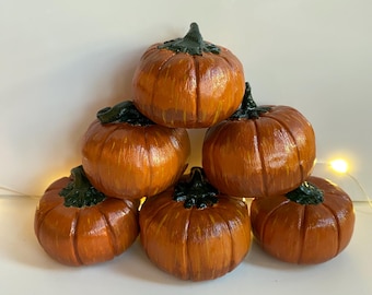 Clay Pumpkins Set – six Handmade Fall Decor – Mini Pumpkins – Rustic Autumn Decor – Table Centerpiece , Halloween pumpkins