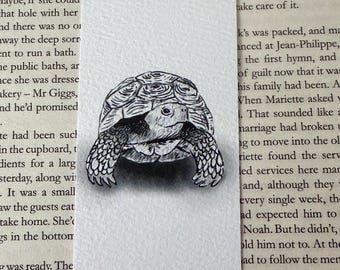 Tortoise reptile bookmark, printed tortoise bookmark paper, cute animal bookmark