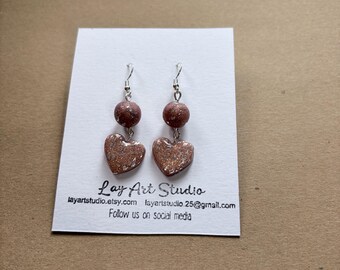 Dark Pink Glitter heart Earrings | bridal earrings heart dangle jewellery | Lightweight Sparkly Statement Jewelry | Gift for Her
