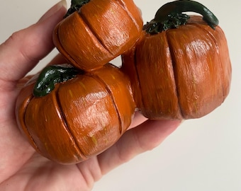 Clay Pumpkins Set – Handmade Fall Decor – Mini Pumpkins – Rustic Autumn Decor – Thanksgiving Table Centerpiece , Halloween pumpkins
