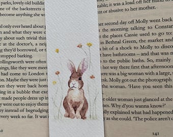rabbit bookmark, printed watercolour bookmark paper, cute animal bookmark