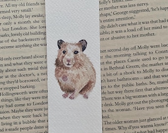 Hamster bookmark, printed watercolour bookmark paper, cute animal bookmark