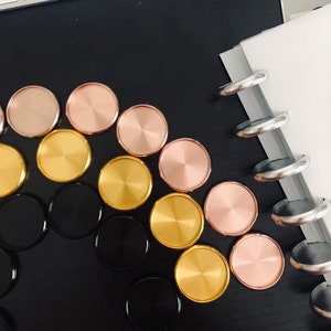 Discos de encuadernación de aluminio de 32 mm, accesorios de planificador Discbound, planificador y diario Discbound dorado, dorado rosa, plateado y negro