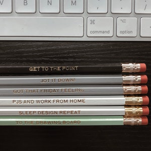 Pencils, Designer and Small Business HB Pencils, Hand Stamped, Set of 6