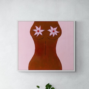 Boob Flowers | Body Empowerment | Giclée Print | Fine Art Print | Feminist Art | Body Positive Art | Brown Girl Art