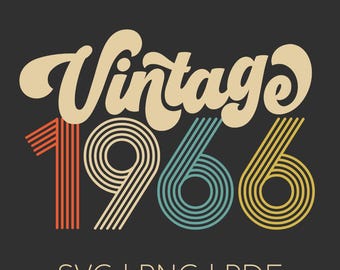 SVG vintage de 1966, vector de 60 cumpleaños, archivo digital de cumpleaños, fiesta de celebración, ilustración retro de cumpleaños, regalo para ella VanCrews