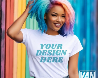 Rainbow Pride Shirt Mockup, White Plain Shirt Mockup, LGBTQ Rainbow Mockup, LGBT Mockup, White T-shirt Mockup, Gay Pride Mockup