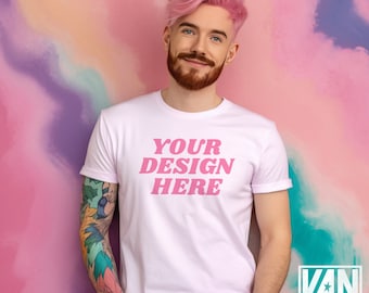 Rainbow Pride Shirt Mockup, White Plain Shirt Mockup, LGBTQ Rainbow Mockup, LGBT Mockup, White T-shirt Mockup, Gay Pride Mockup