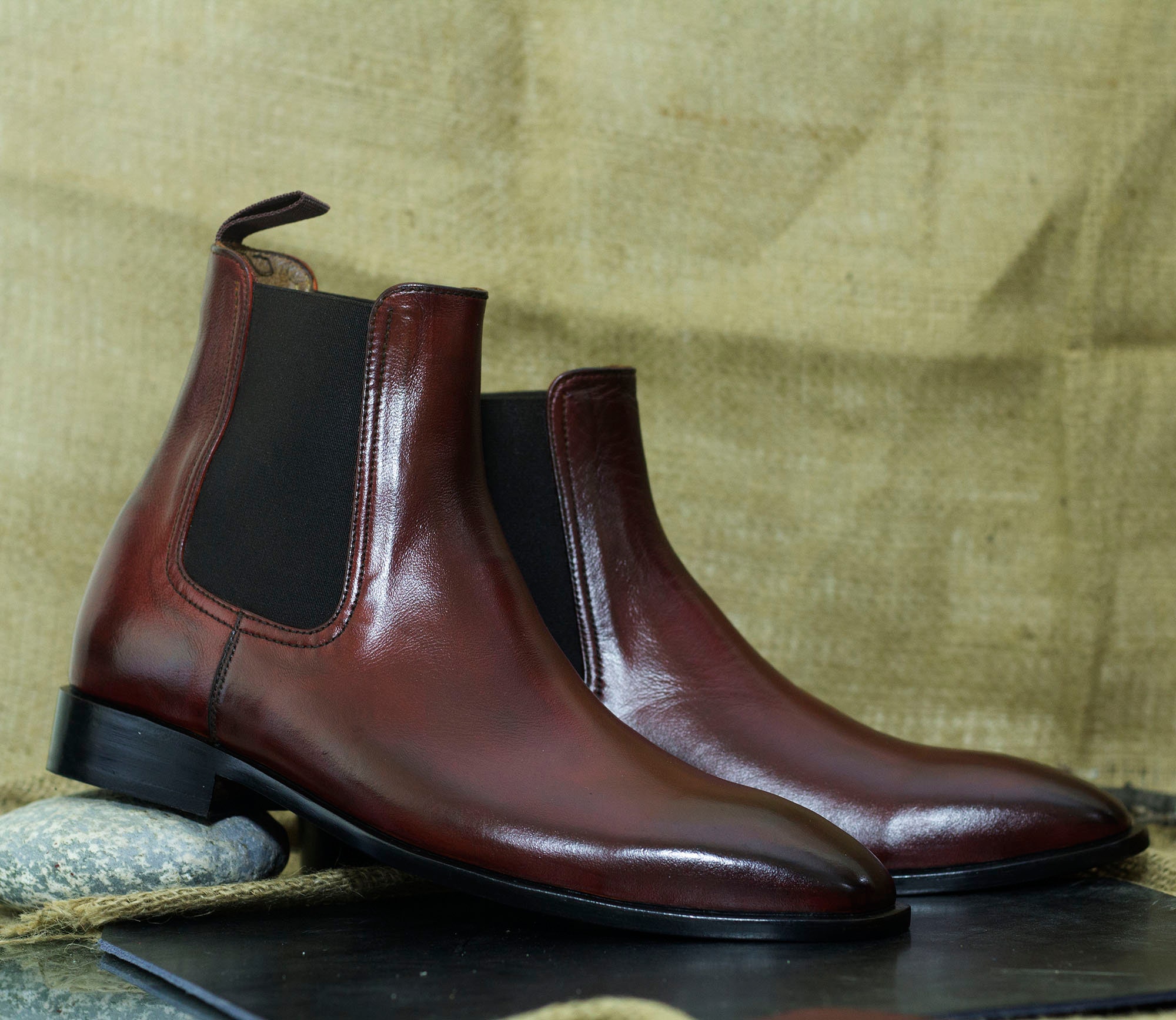 Handmade Burgundy Chelsea Leather Boot Party Wear Boot. - Etsy