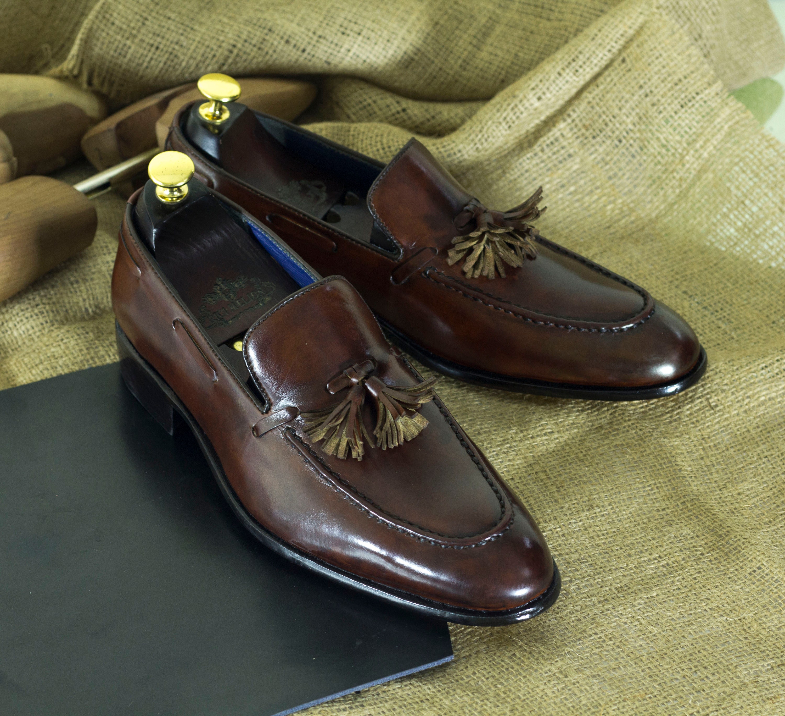 Brown Tassel Loafer Handmade Men Leather Tassel, Outerwear Shoes ...