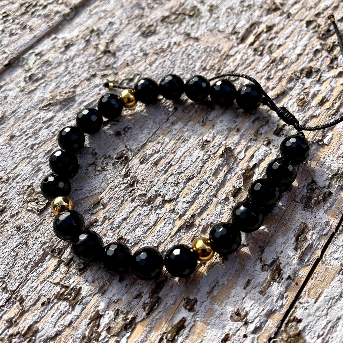 Genuine Handmade Onyx Bead Bracelet Etsy