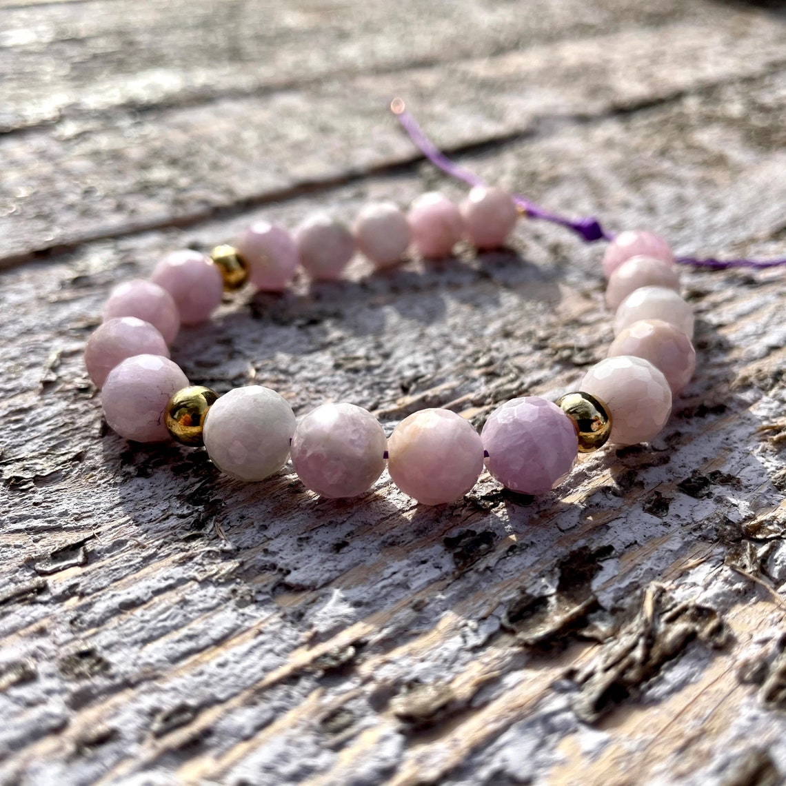 Genuine Handmade Kunzite Bead Bracelet Etsy