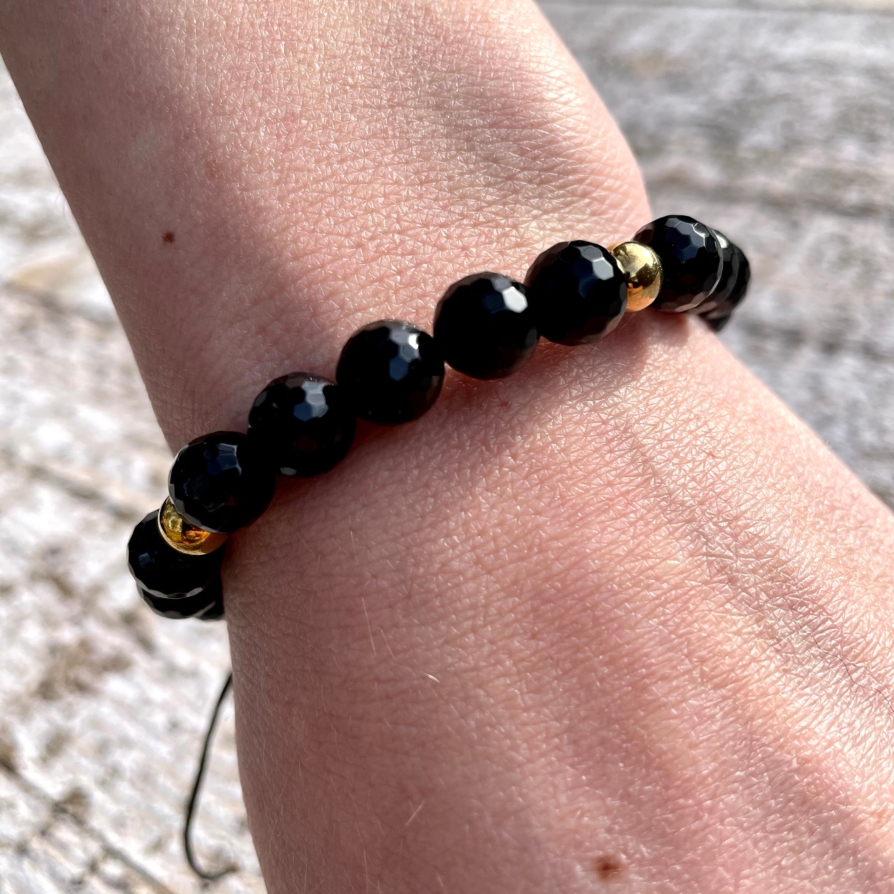 Genuine Handmade Onyx Bead Bracelet Etsy