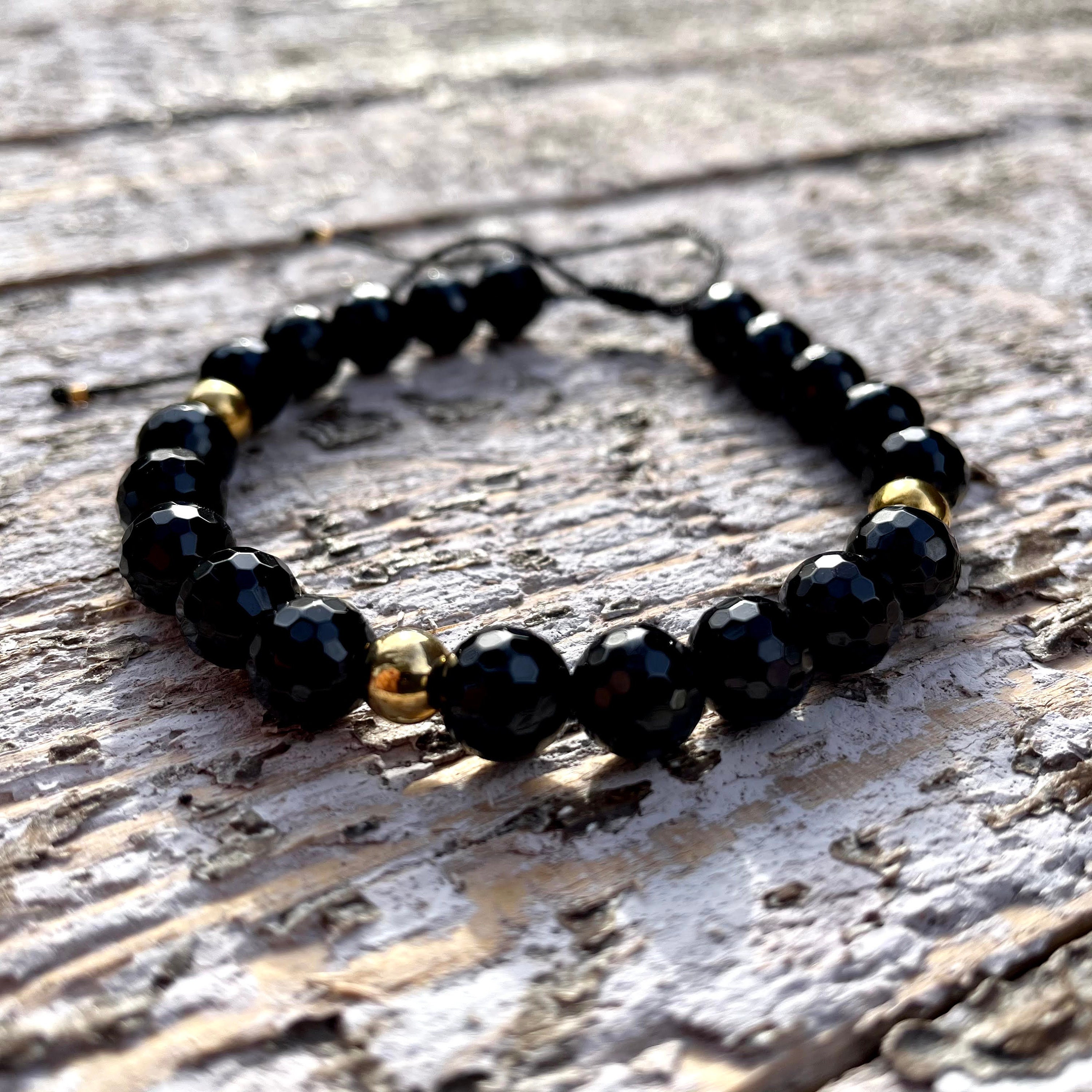 Genuine Handmade Onyx Bead Bracelet Etsy