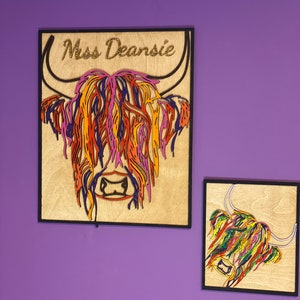 Highland Cow - Multi-Coloured and Personalised Wall Art