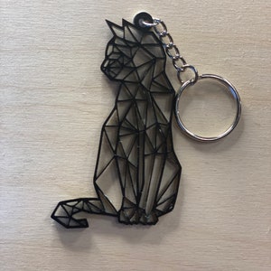 Black Cat Geometric Keyring