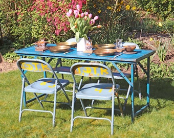 Vintage Folding Table - Blue