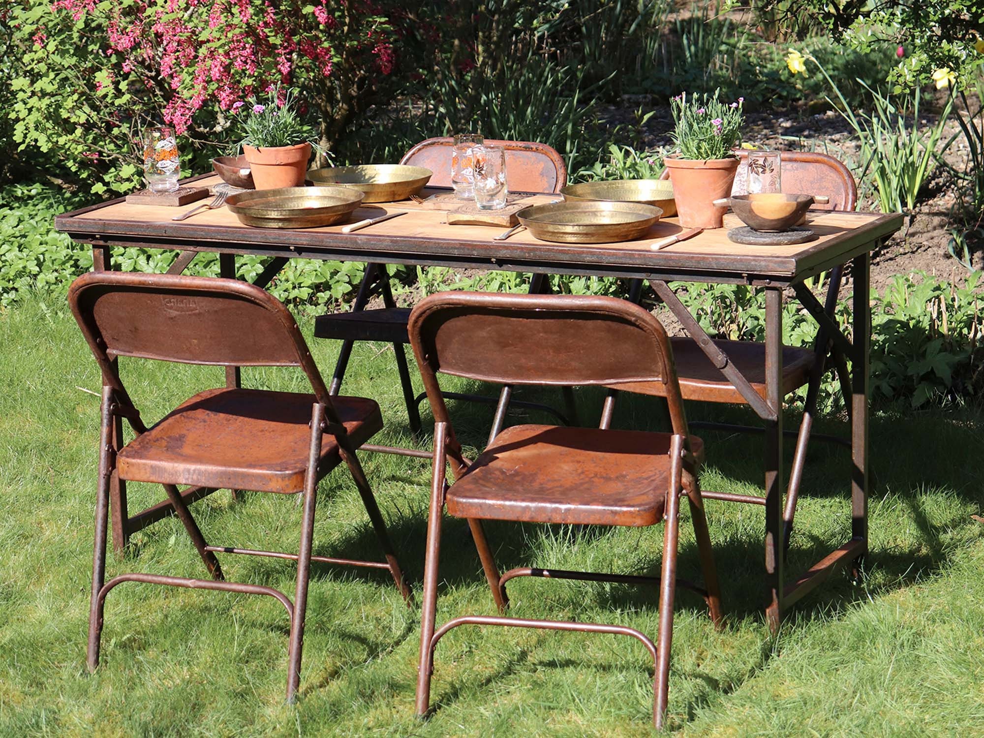 Vintage Wooden Folding Garden Table Etsy UK