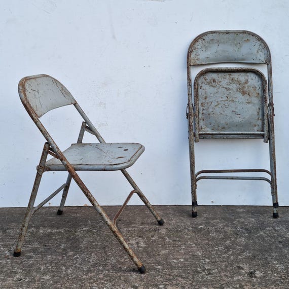 椅子 vintage folding chair Vintage Folding Chair - Grey - Etsy