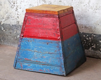 Painted Vintage Wooden Stool