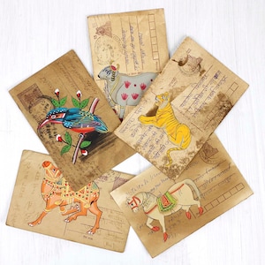 Handgemalte indische Vintage Postkarte - Tier