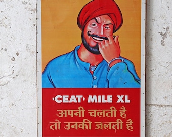 Old Metal Poster Sign - Ceat Mile XL