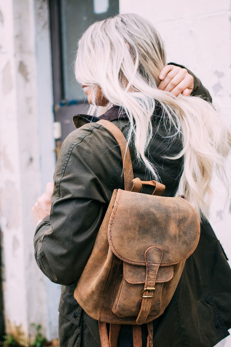 boho leather backpack