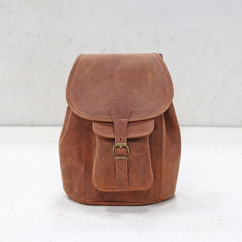 Small Boho Leather Backpack image 2