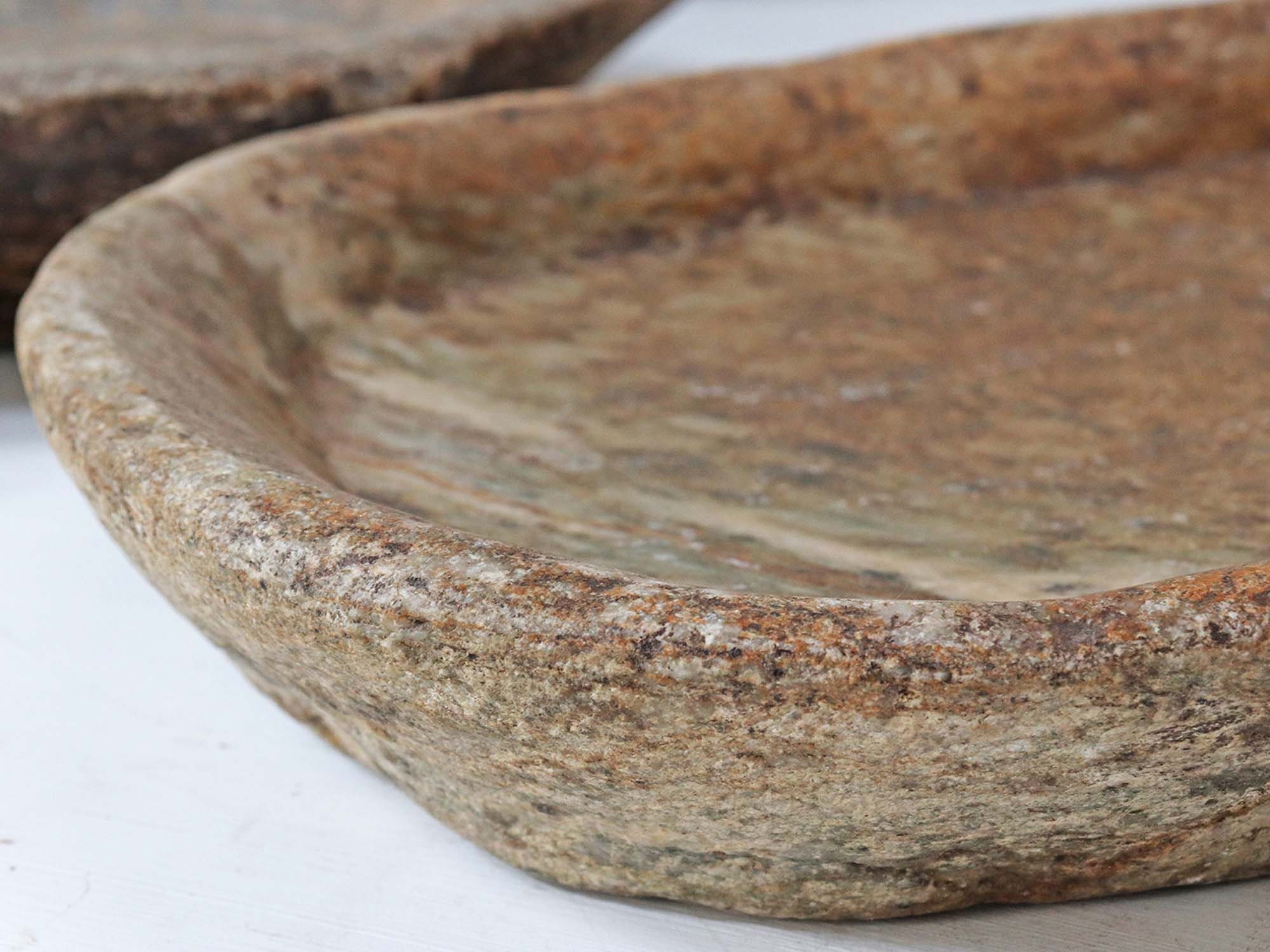 Large Old Stone Bowl Etsy