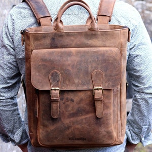 Leather Laptop Backpack