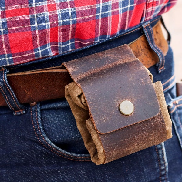 Leather and Waxed Canvas Foraging Pouch