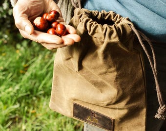 Large Waxed Canvas Foraging Pouch