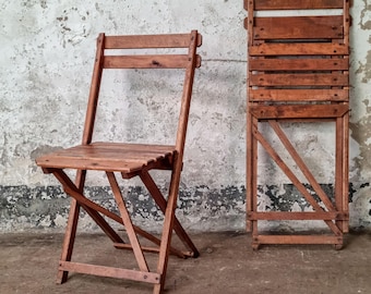 Vintage Wooden Folding Chair - Slatted