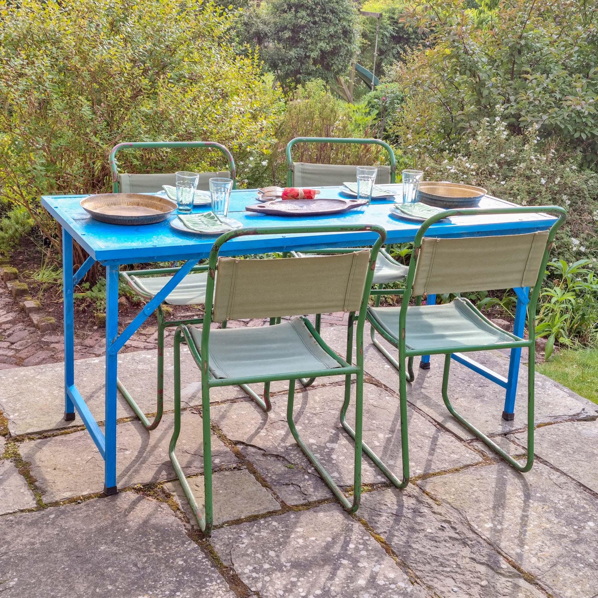 Vintage Folding Table - Blue - Etsy