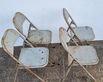 Vintage Folding Chair - Grey - Etsy
