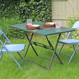Vintage Turquoise Iron Table